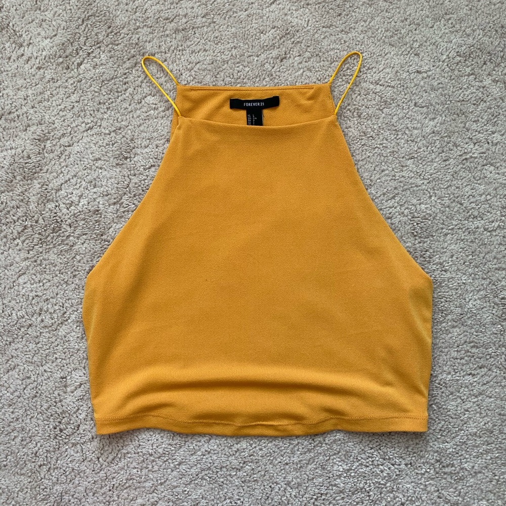 Yellow cropped halter top
